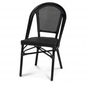 Krzesło aluminiowe Menton, kawiarniane, ogrodowe, wys. siedziska 45 cm, tekstylia, czarne, XIRBI 78659